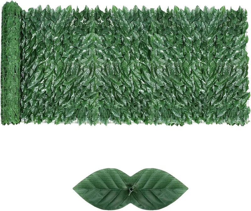 Skloopearg Artificial Ivy Privacy Fence Screen,39.4" X 118" UV-Anti Fake Leaves Plant Vine,Privacy Hedges Wall for Indoor Outdoor Garden Backyard Decor,Color Green Pineapple Leaves - Image 1